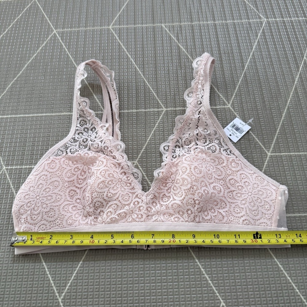 NEW Aerie Bralette‎ M Light Pink Lacey Floral - Picture 4 of 4